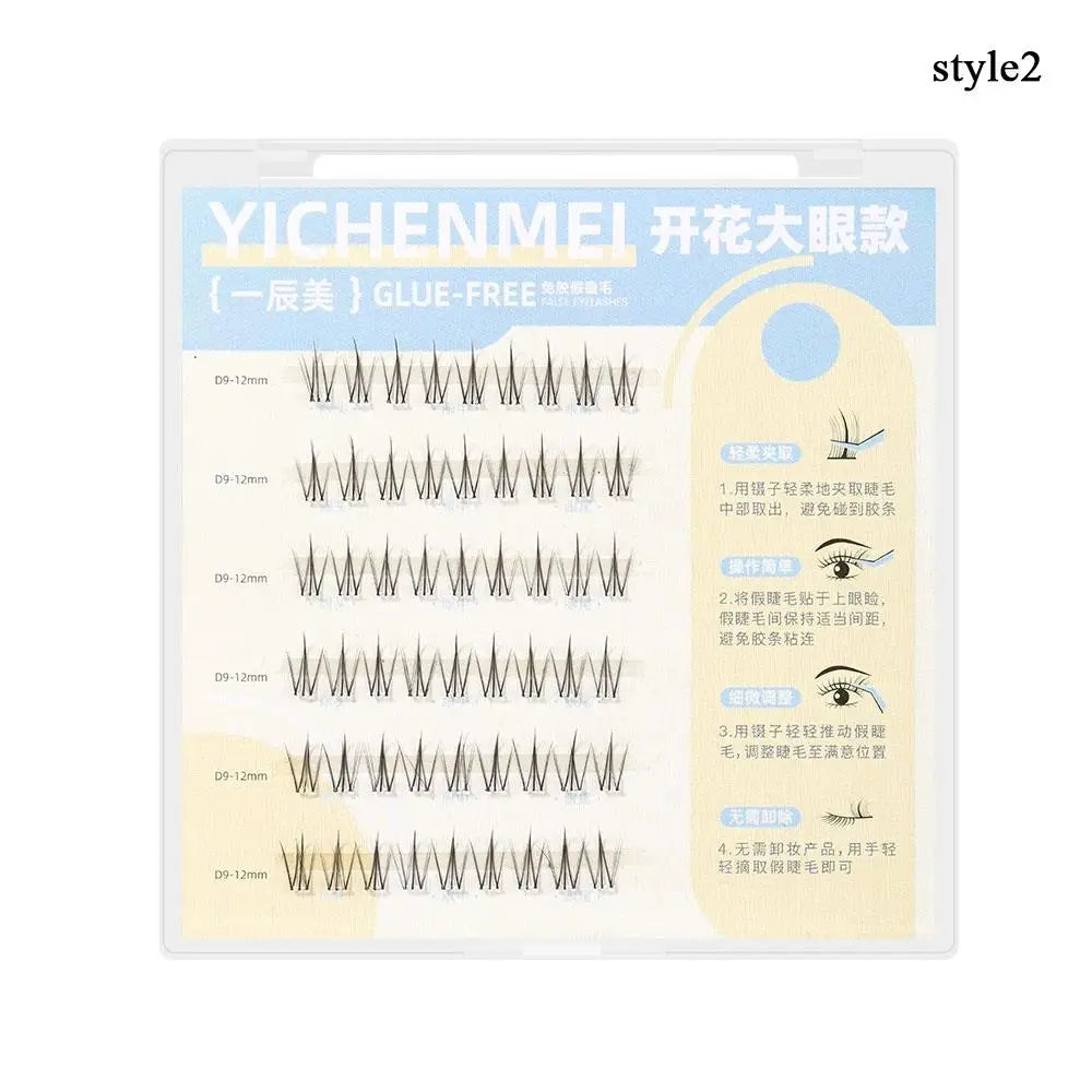 Self-adhesive Reusable Glue Free Fluffy False Eyelashes Korean Style Makeup Clusters Eyelash For Beginner Daily Use Makeup Tools