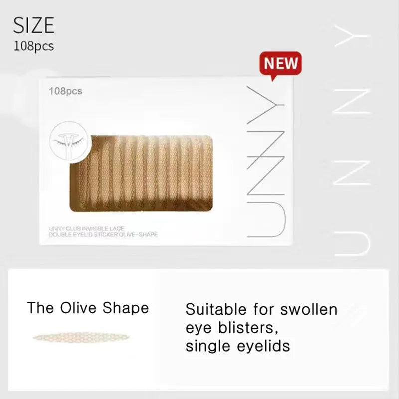 U N N Y Eyelid Tape Sticker Invisible Double Fold Eyelid Paste Beige Stripe Self-adhesive Natural Eye Tape Makeup Tool
