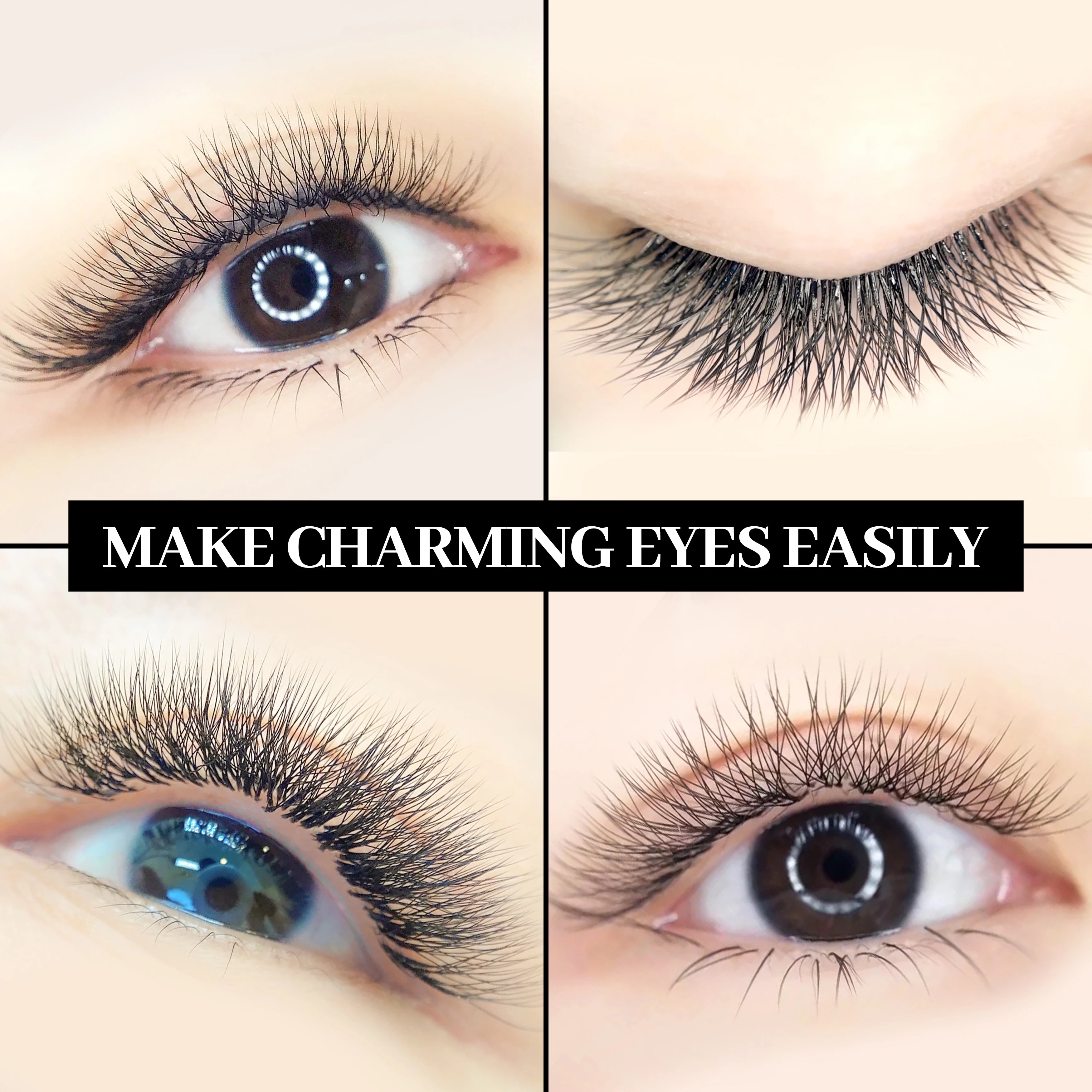 XIUSUZAKI 5D W Lashes Black Brown Premade Fans Eyelashes Extensions Natural Soft Individual Volume False Lashes Makeup Tools