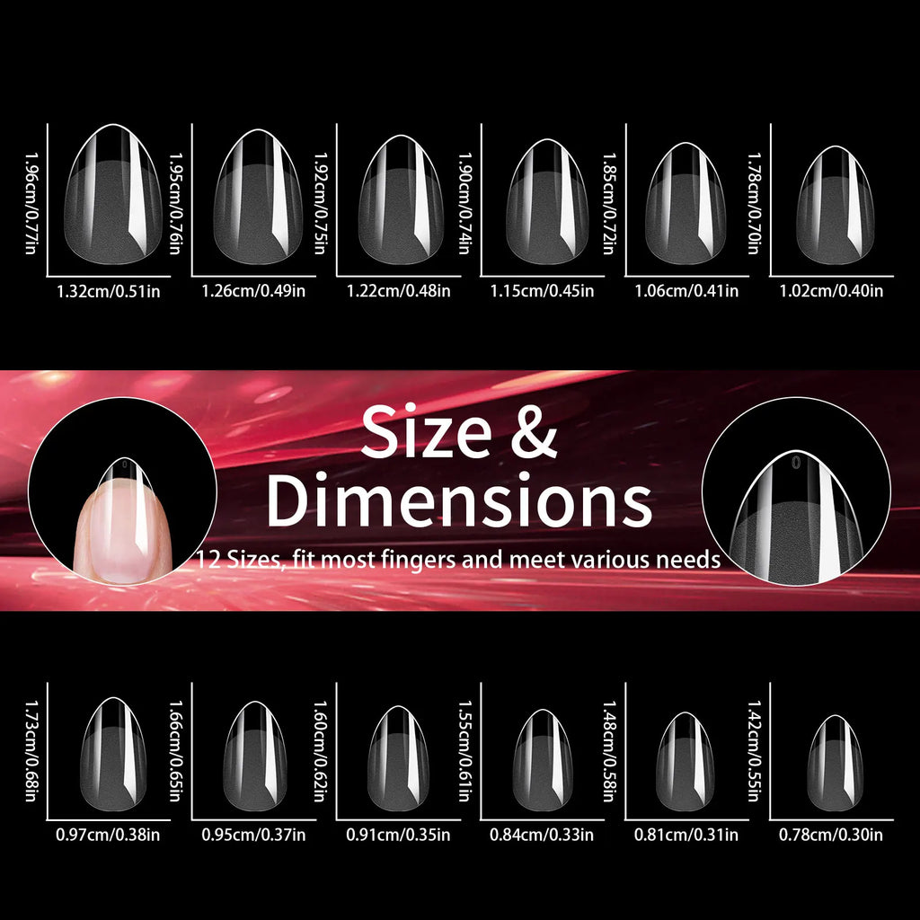 Luxury False Nail Tips Soft Gel Fingertip Semi-matte Capsules Almond French Coffin Full Cover Artificial Fake Nails Extension