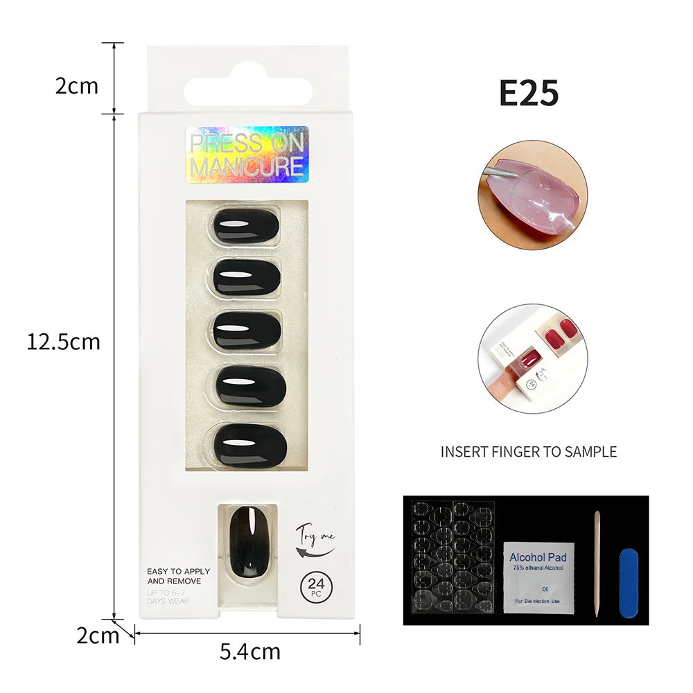 VITAGWX 24 Pcs False Nails Set Solid Color Press on Nails Short Artificial Reusable Nails Art Full Cover Stick on Nail Tips