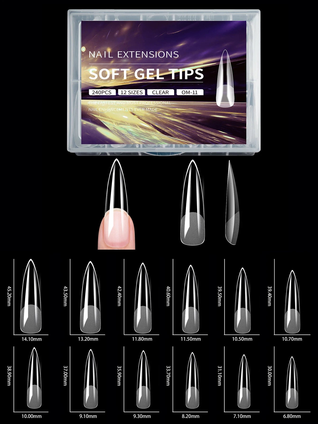 240pcs soft gel nail tips, half matte full coverage press-on nail tips almond square coffin french false nails thin front
