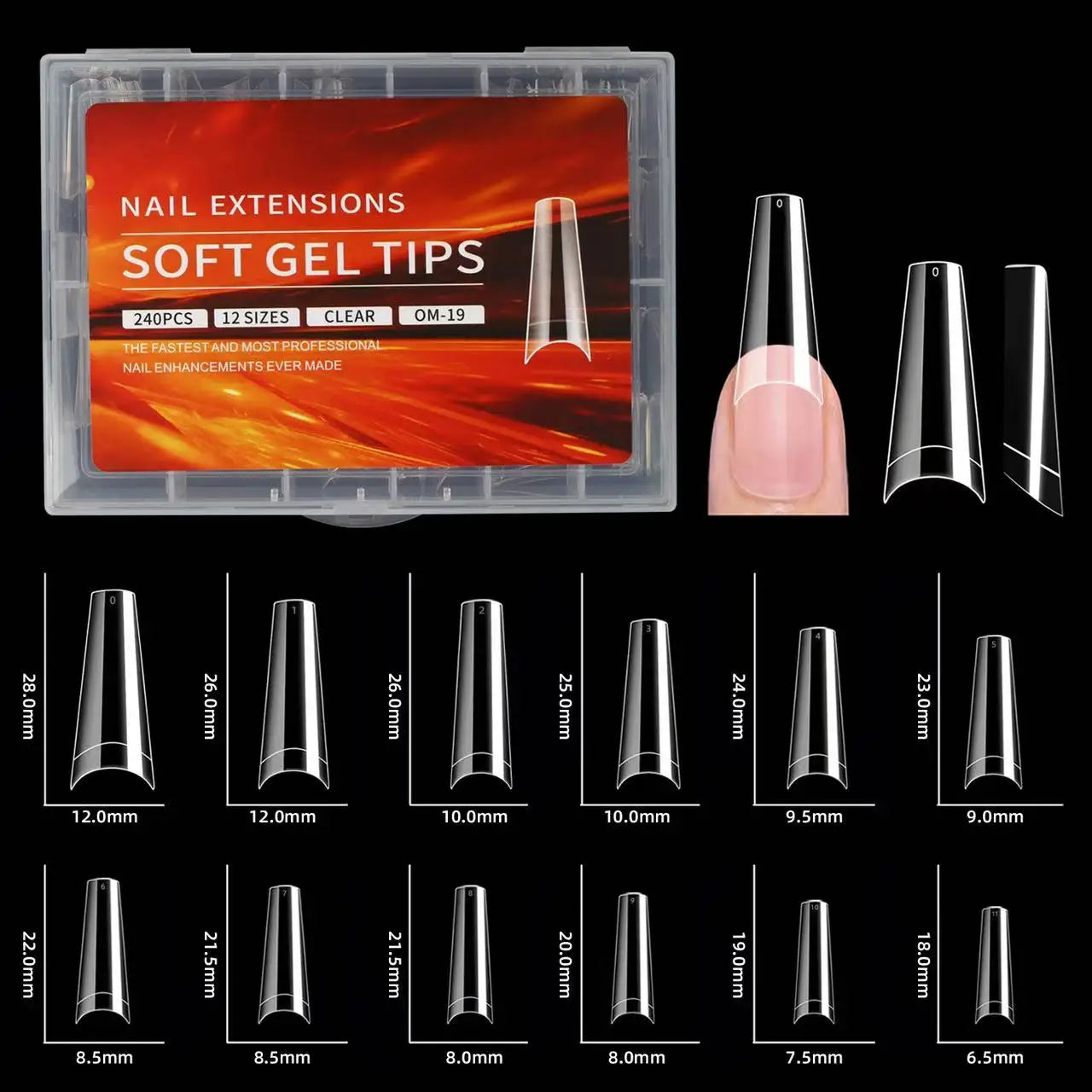 240pcs soft gel nail tips, half matte full coverage press-on nail tips almond square coffin french false nails thin front