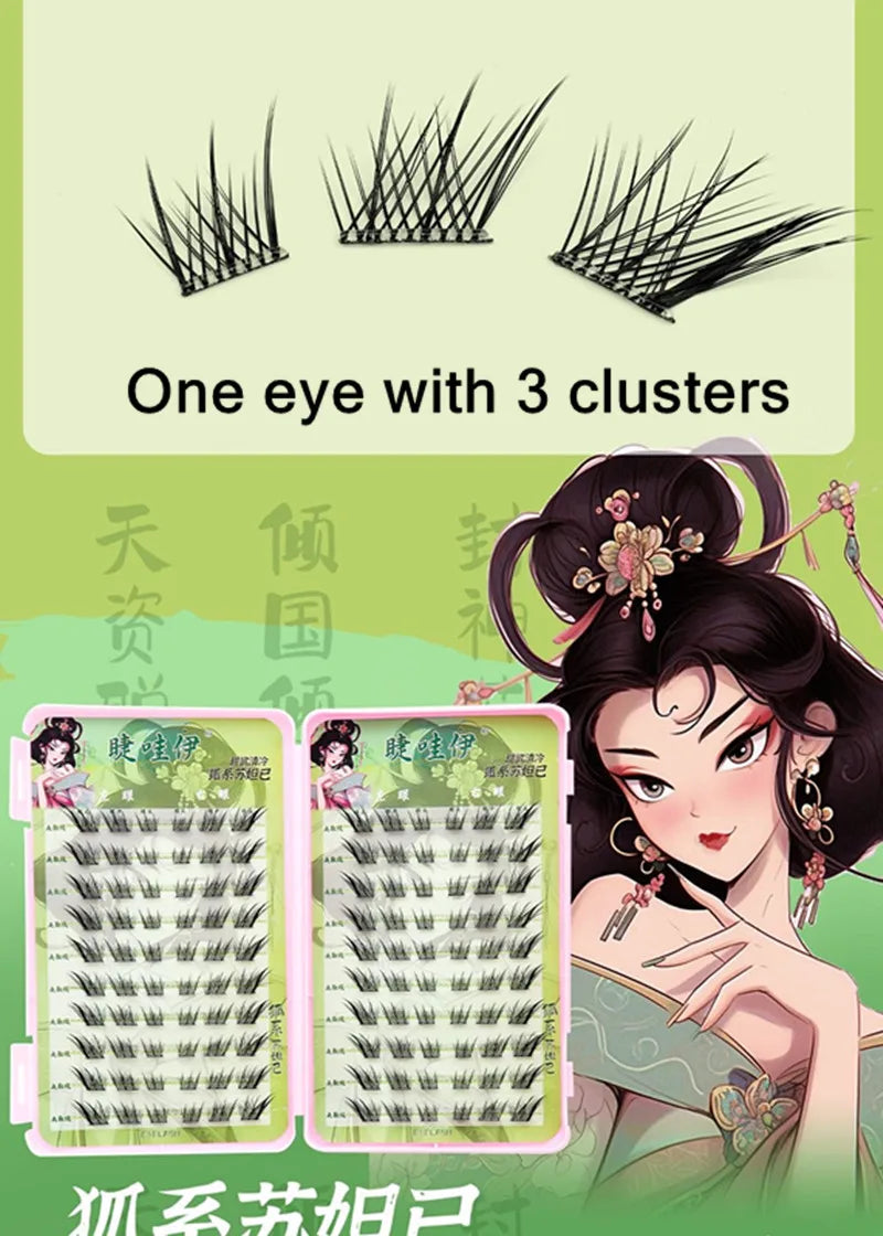 Voluminous Glue-free Self-adhesive False Eyelashes Comic Fox Eyes Effect Reusable Easy To Remove Long Winged Lash