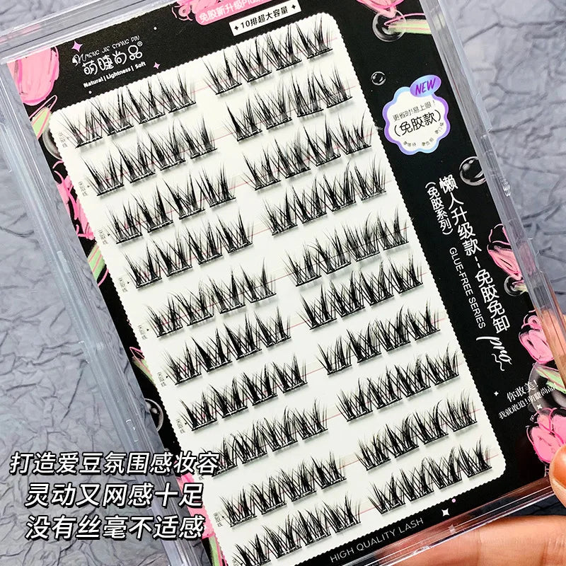 Voluminous Glue-free Self-adhesive False Eyelashes 5D Fluffy Thick Natural Curling Lash Easy Application Anime Eye
