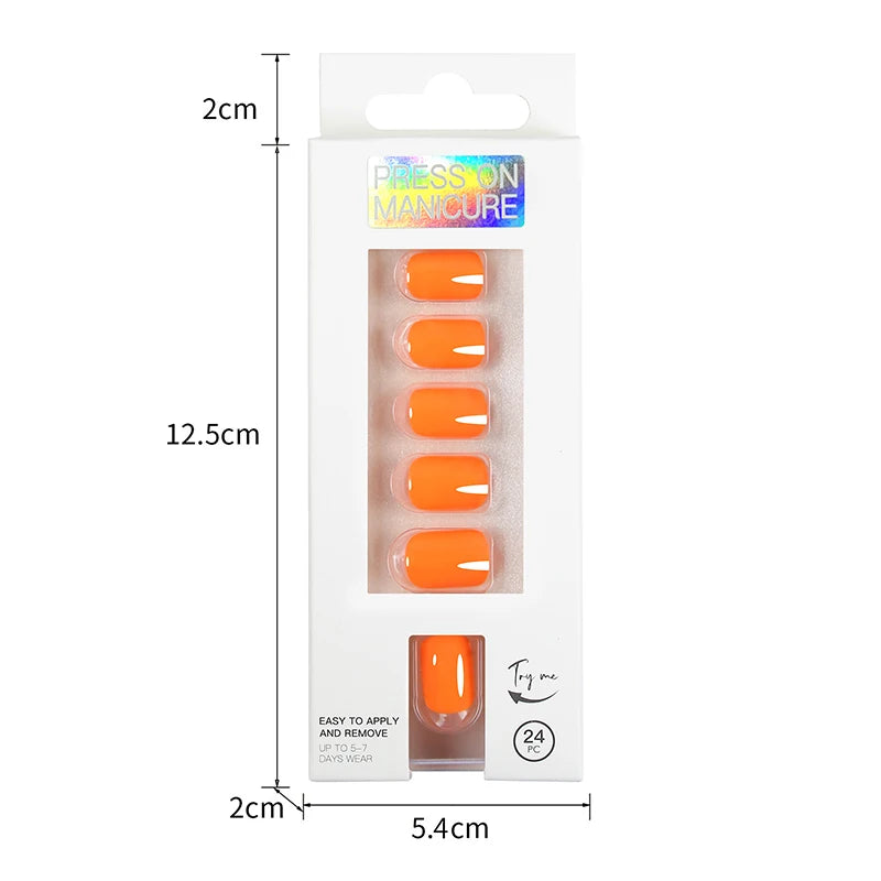 VITAGWX 24 Pcs False Nails Set Solid Color Press on Nails Short Artificial Reusable Nails Art Full Cover Stick on Nail Tips