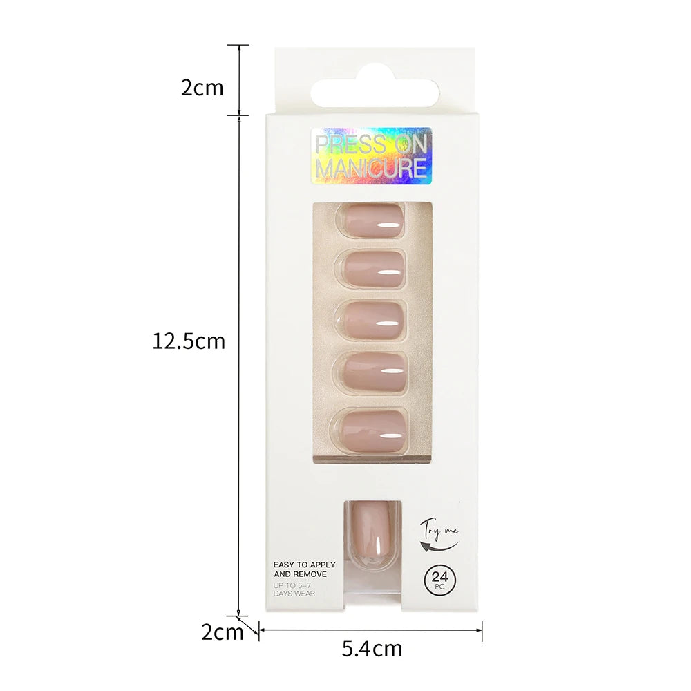 VITAGWX 24 Pcs False Nails Set Solid Color Press on Nails Short Artificial Reusable Nails Art Full Cover Stick on Nail Tips