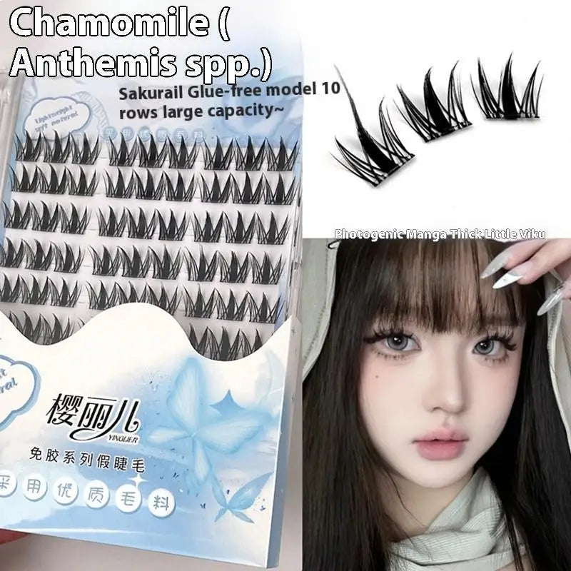 Glue-free Self-adhesive Fluffy False Eyelashes Voluminous Reusable Curling Manga Eyes Lash Easy Removal 11-13mm