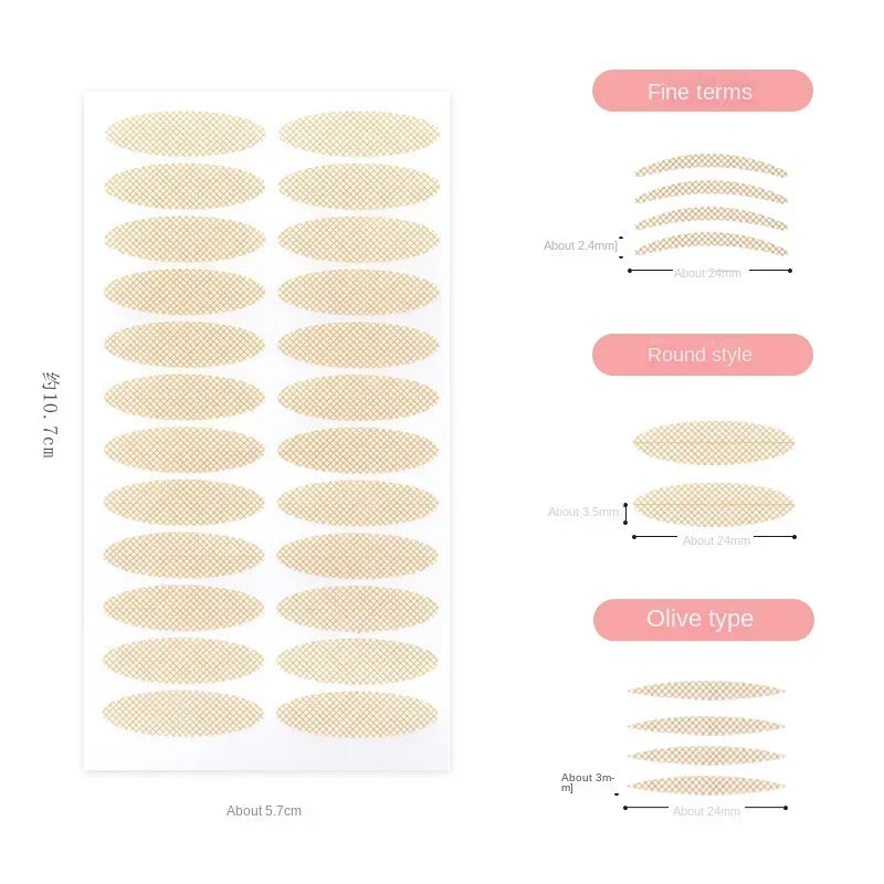 Women Natural Invisible Double Eyelid Stickers Fold Eyelid Stripes Eyelid Tapes Eye Lift Clear Beige Color Big Eyes Beauty Tools