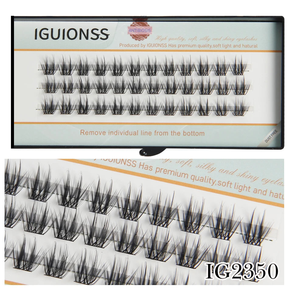 IGUIONSS Segmented False Eyelash Extension DIY Natural Individual Lash Makeup Tools Soft Easy to Operate Eyelashes