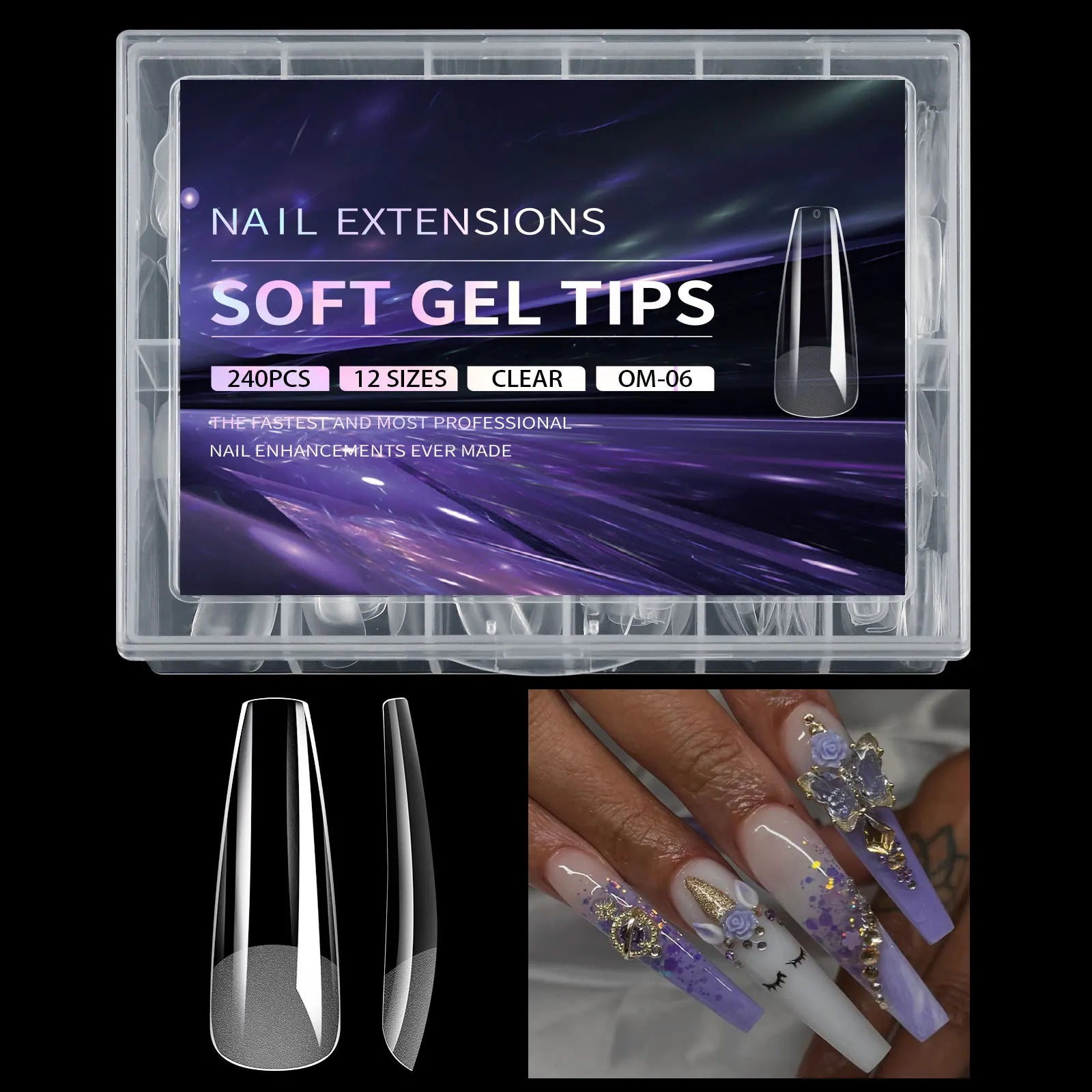 Luxury False Nail Tips Soft Gel Fingertip Semi-matte Capsules Almond French Coffin Full Cover Artificial Fake Nails Extension