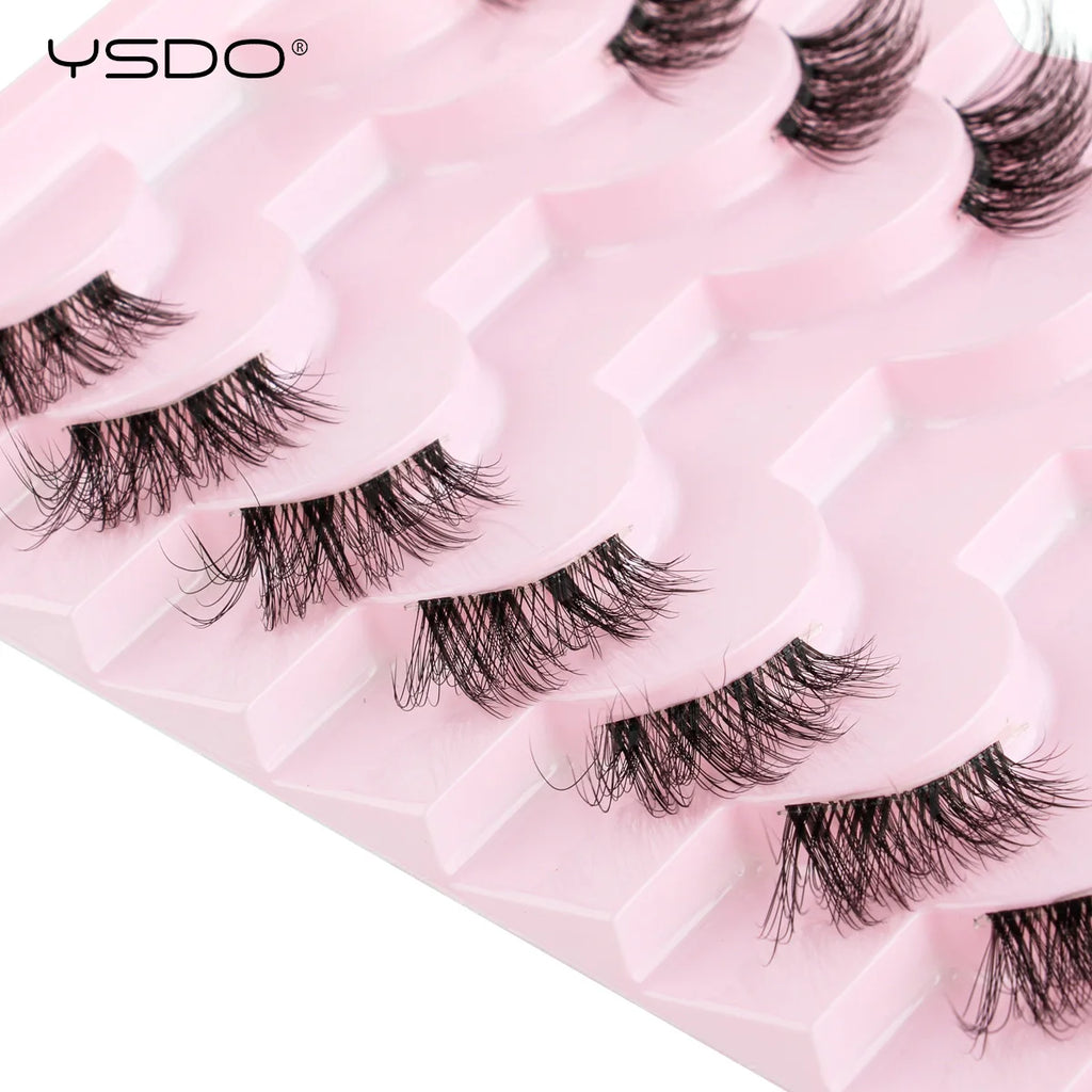 YSDO 3/10 Pairs Fox Eyelashes 3D Mink Natural Soft False Lashes Fluffy Soft eyelashes cat eye Extension Makeup Half Eyelashes