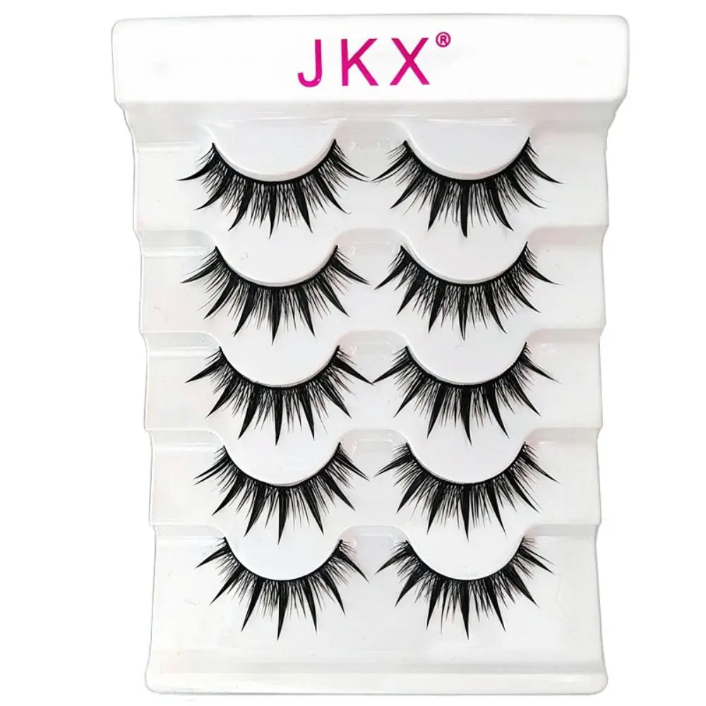 5Pairs Eyelashes Cos Dance Performance Eyelash Handmade Cross Eyelash Female Japanese Thai 3D Natural Manga Lashes Extension