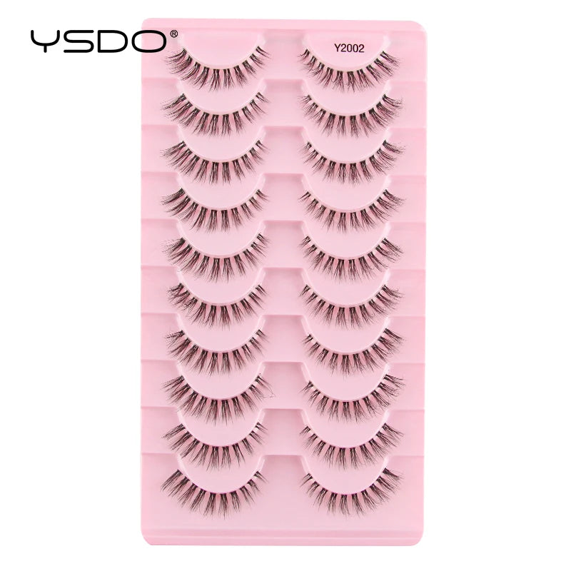 YSDO Natural Mink Eyelashes 3/6/10 Pairs Wispy Faux 3D Mink Lashes Short Fluffy Half False Eyelash Makeup Tools Cat Eye Lashes
