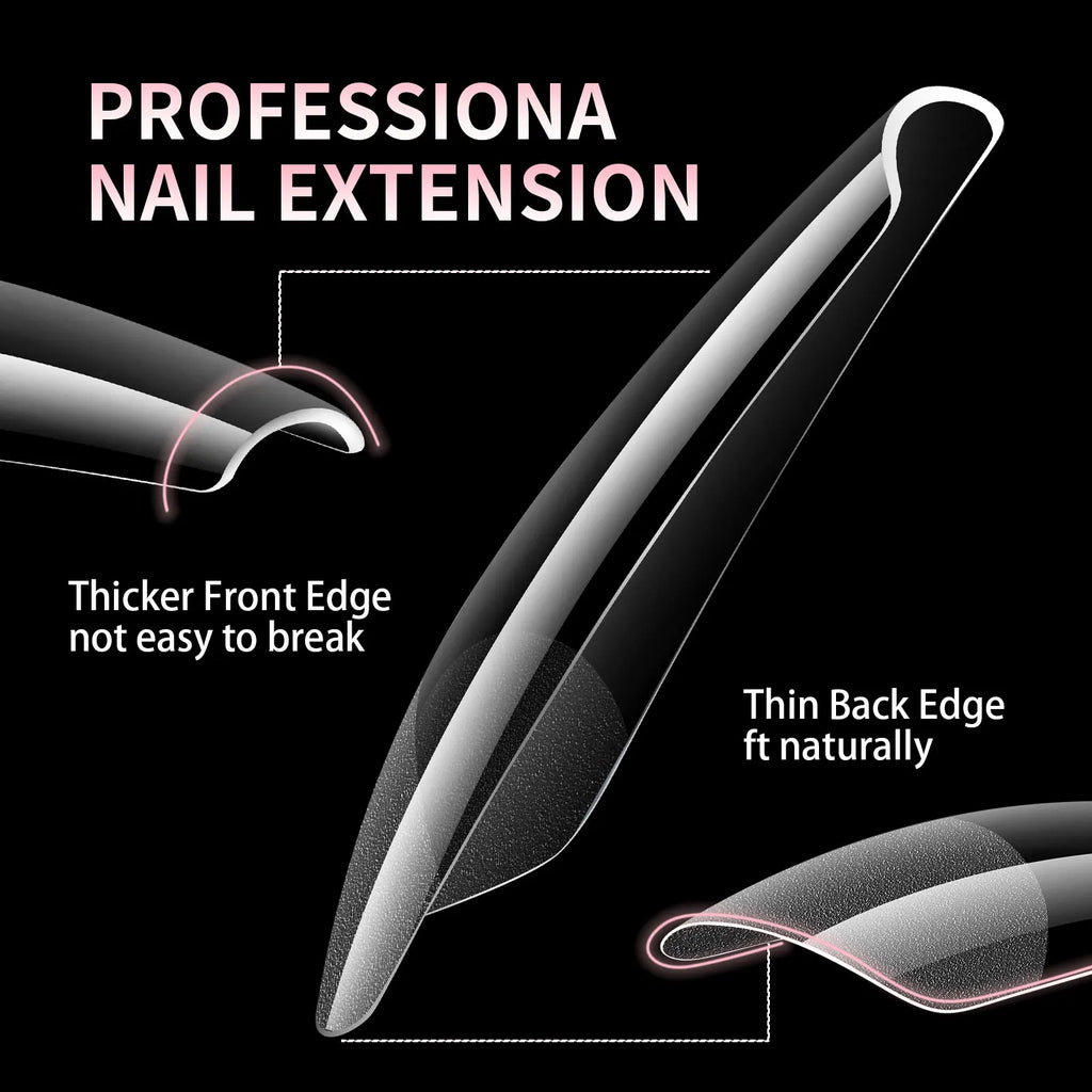 Luxury False Nail Tips Soft Gel Fingertip Semi-matte Capsules Almond French Coffin Full Cover Artificial Fake Nails Extension