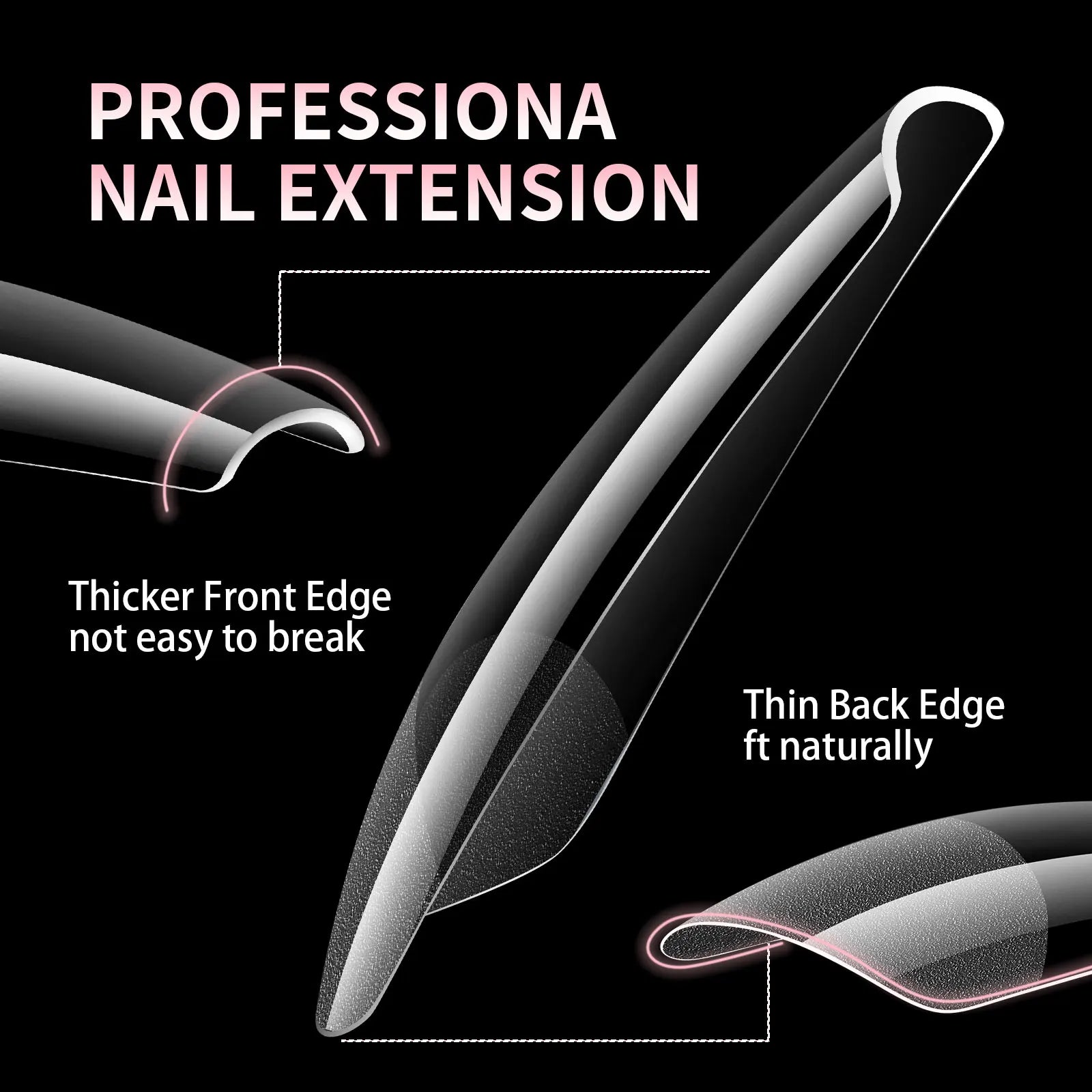 Luxury False Nail Tips Soft Gel Fingertip Semi-matte Capsules Almond French Coffin Full Cover Artificial Fake Nails Extension