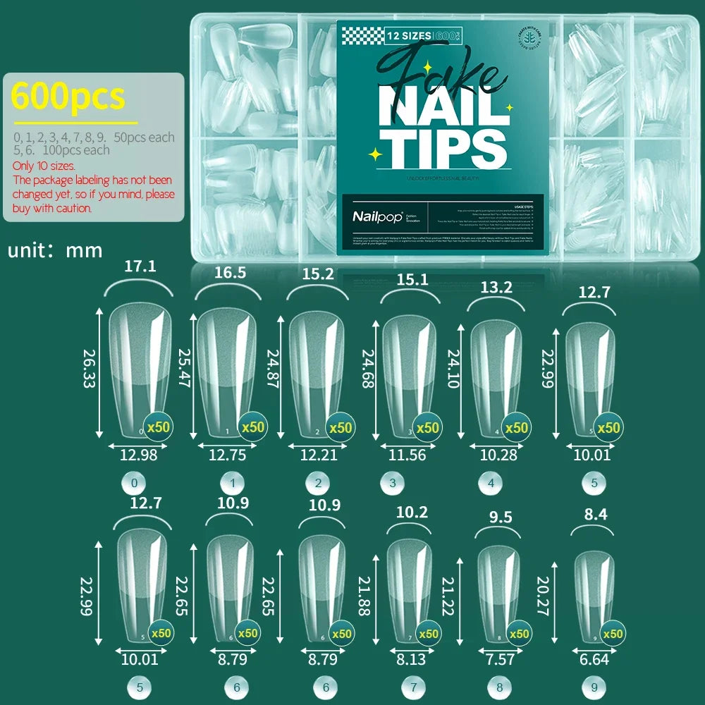 Nailpop Extra Short Nail Tips Half Cover Soft Gel Almond Shape False Nails 600pcs Gel x Tips for Nail Extension DIY Nail Art