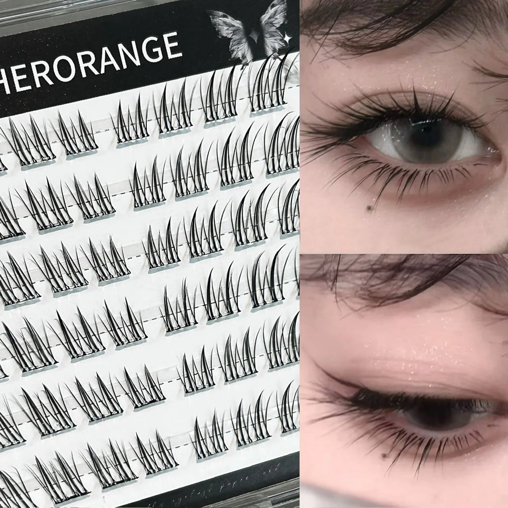 No Glue False Eyelashes Sexy Fox- eye's Natural long individual Clusters cat Fluffy Cluster Eyelash Charming makeup accessories