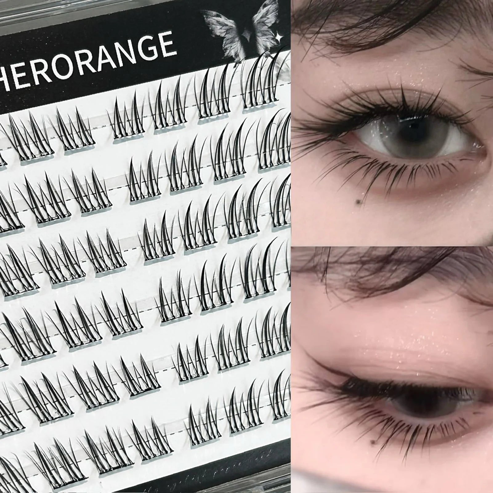 No Glue False Eyelashes Sexy Fox- eye's Natural long individual Clusters cat Fluffy Cluster Eyelash Charming makeup accessories