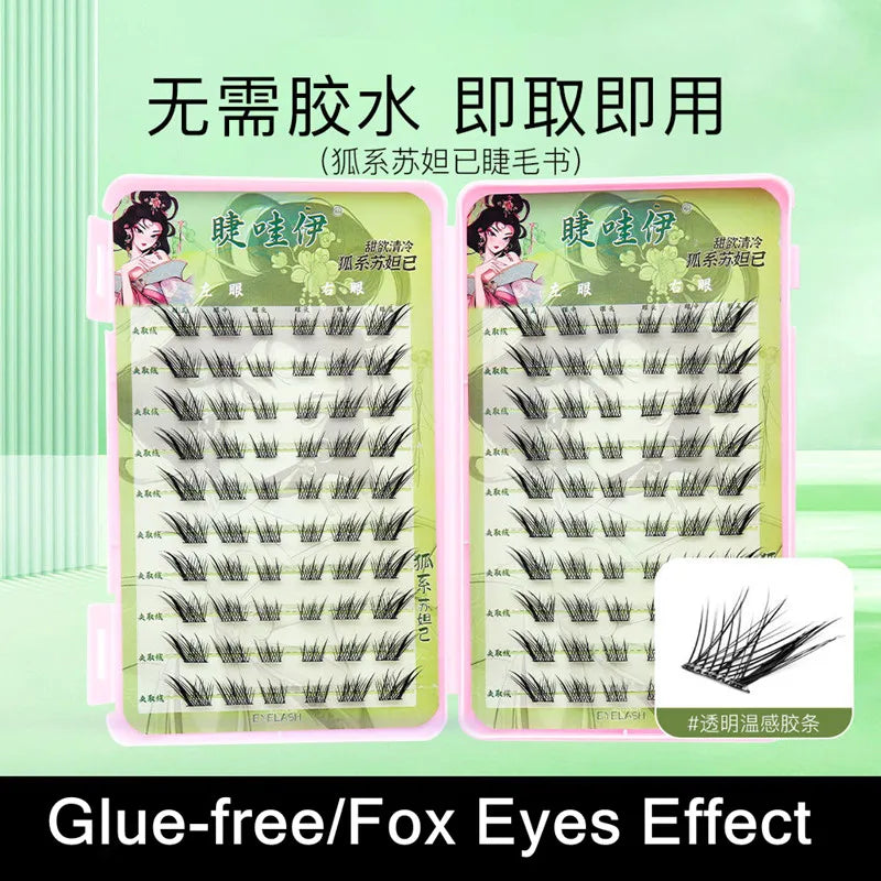 Voluminous Glue-free Self-adhesive False Eyelashes Comic Fox Eyes Effect Reusable Easy To Remove Long Winged Lash