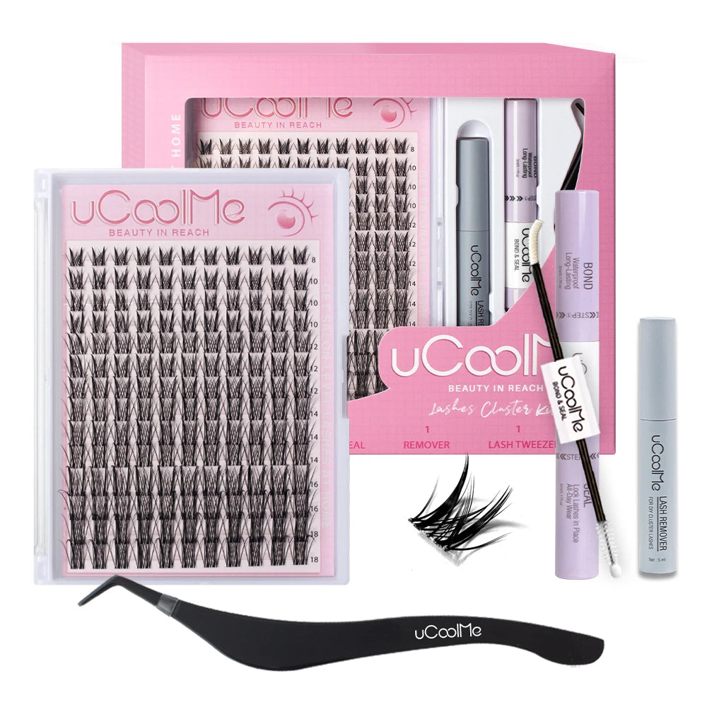 uCoolMe Lashes Aphrodite Natural 154 Pcs Lashes Cluster Kit C Curl Wispy Beginner Friendly Waterproof False Eyelashes Extension