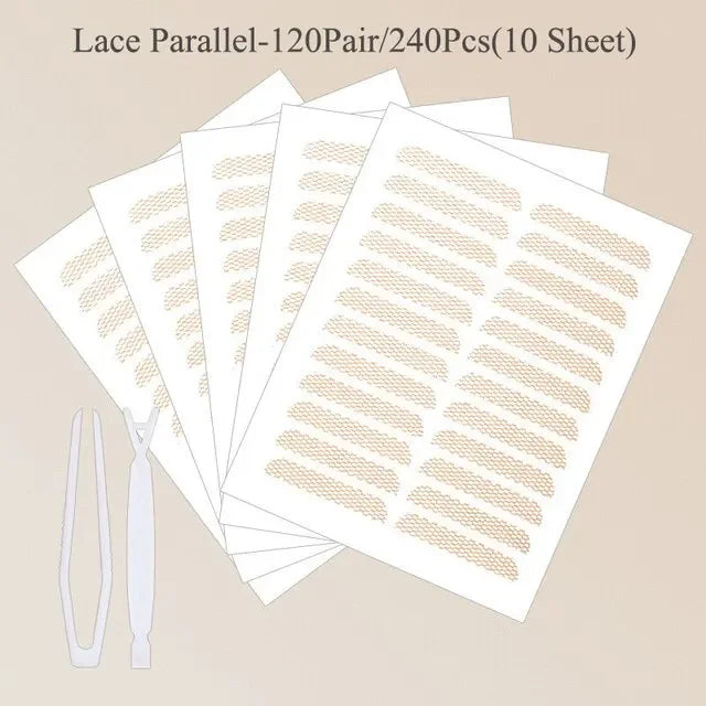 240Pcs  Nature Clear Beige Stripe Self-adhesive  Natural Eye Makeup Make Up With Tool New Double Fold Eyelid Tape Sticker Lace