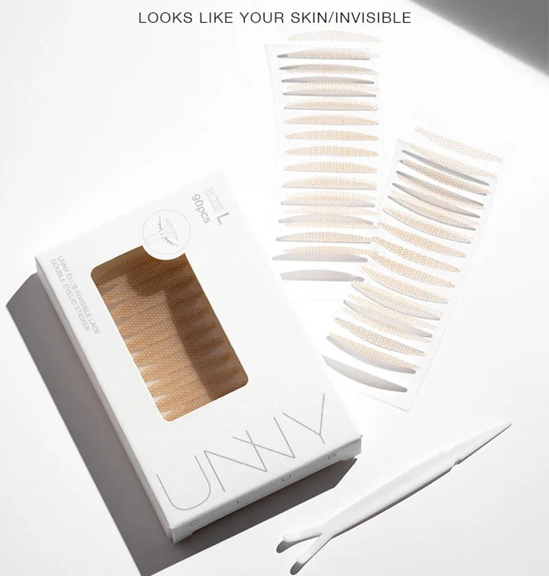 U N N Y Eyelid Tape Sticker Invisible Double Fold Eyelid Paste Beige Stripe Self-adhesive Natural Eye Tape Makeup Tool