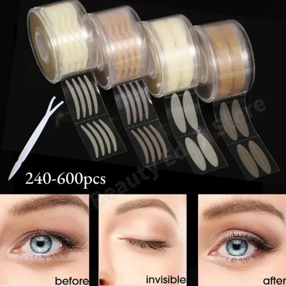 Women Natural Invisible Double Eyelid Stickers Fold Eyelid Stripes Eyelid Tapes Eye Lift Clear Beige Color Big Eyes Beauty Tools
