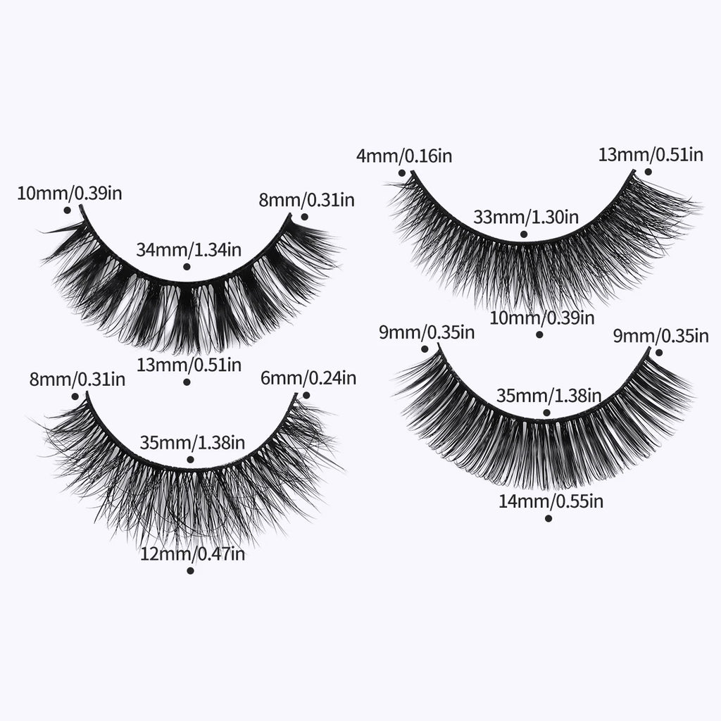 MAGEFY 20 Pairs False Eyelashes Mixed Style Curling Natural Reusable Portable Individual Packing Faux Lash Extension Beauty Kit