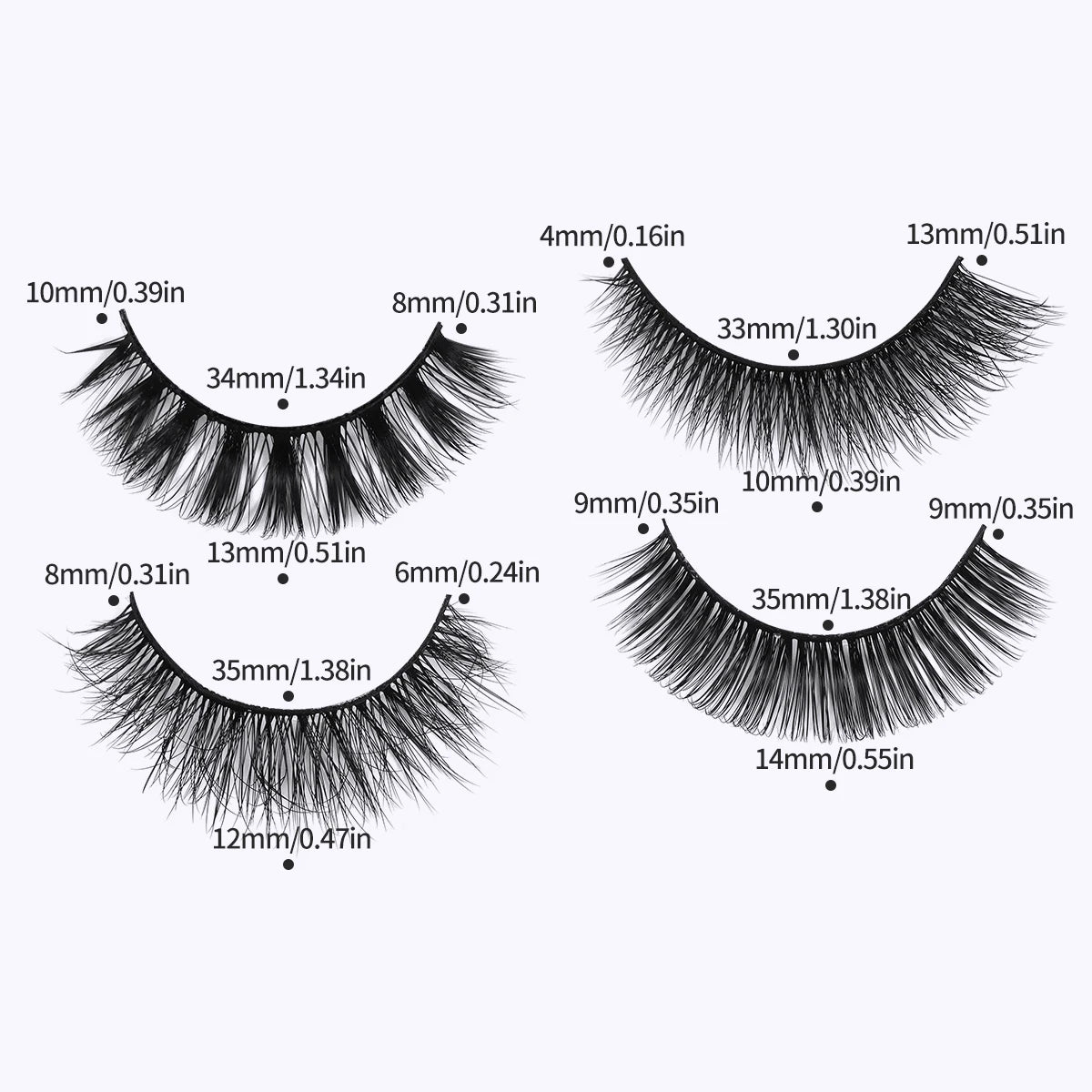 MAGEFY 20 Pairs False Eyelashes Mixed Style Curling Natural Reusable Portable Individual Packing Faux Lash Extension Beauty Kit