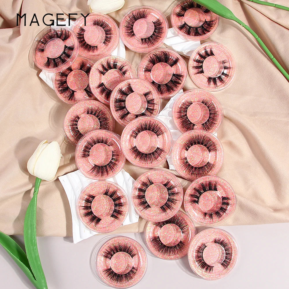MAGEFY 20 Pairs False Eyelashes Mixed Style Curling Natural Reusable Portable Individual Packing Faux Lash Extension Beauty Kit