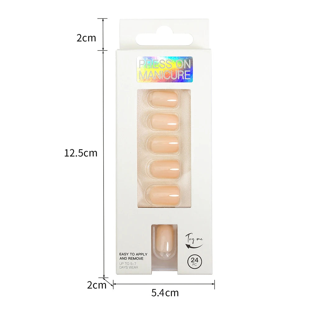 VITAGWX 24 Pcs False Nails Set Solid Color Press on Nails Short Artificial Reusable Nails Art Full Cover Stick on Nail Tips