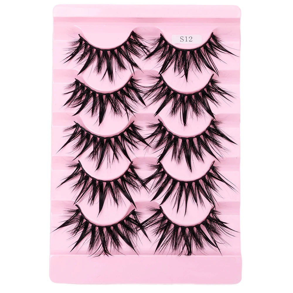 5Pairs Eyelashes Cos Dance Performance Eyelash Handmade Cross Eyelash Female Japanese Thai 3D Natural Manga Lashes Extension