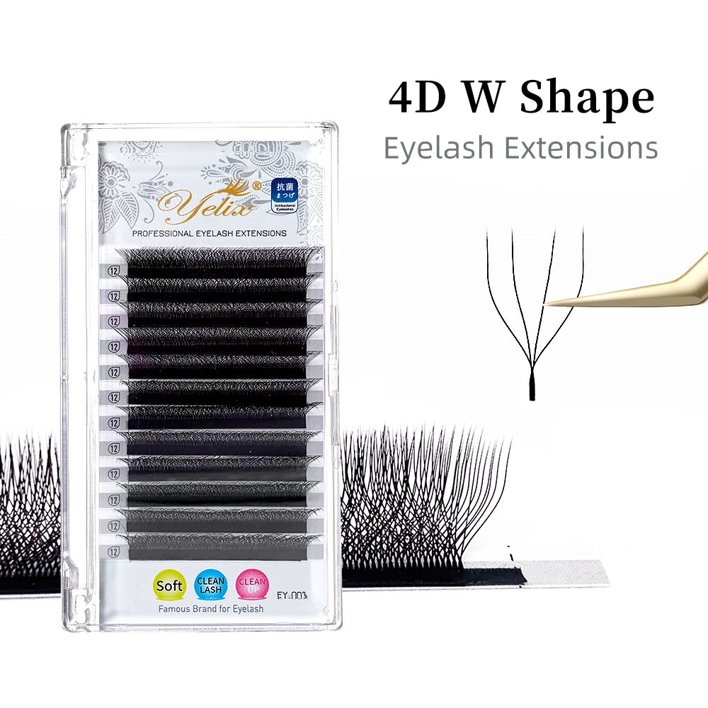Yelix Cilios 5D W Shape Eyelash Extensions 4D/6D Premade Volume Fans Natural Soft Automatic Flowering Lash Makeup Supplies