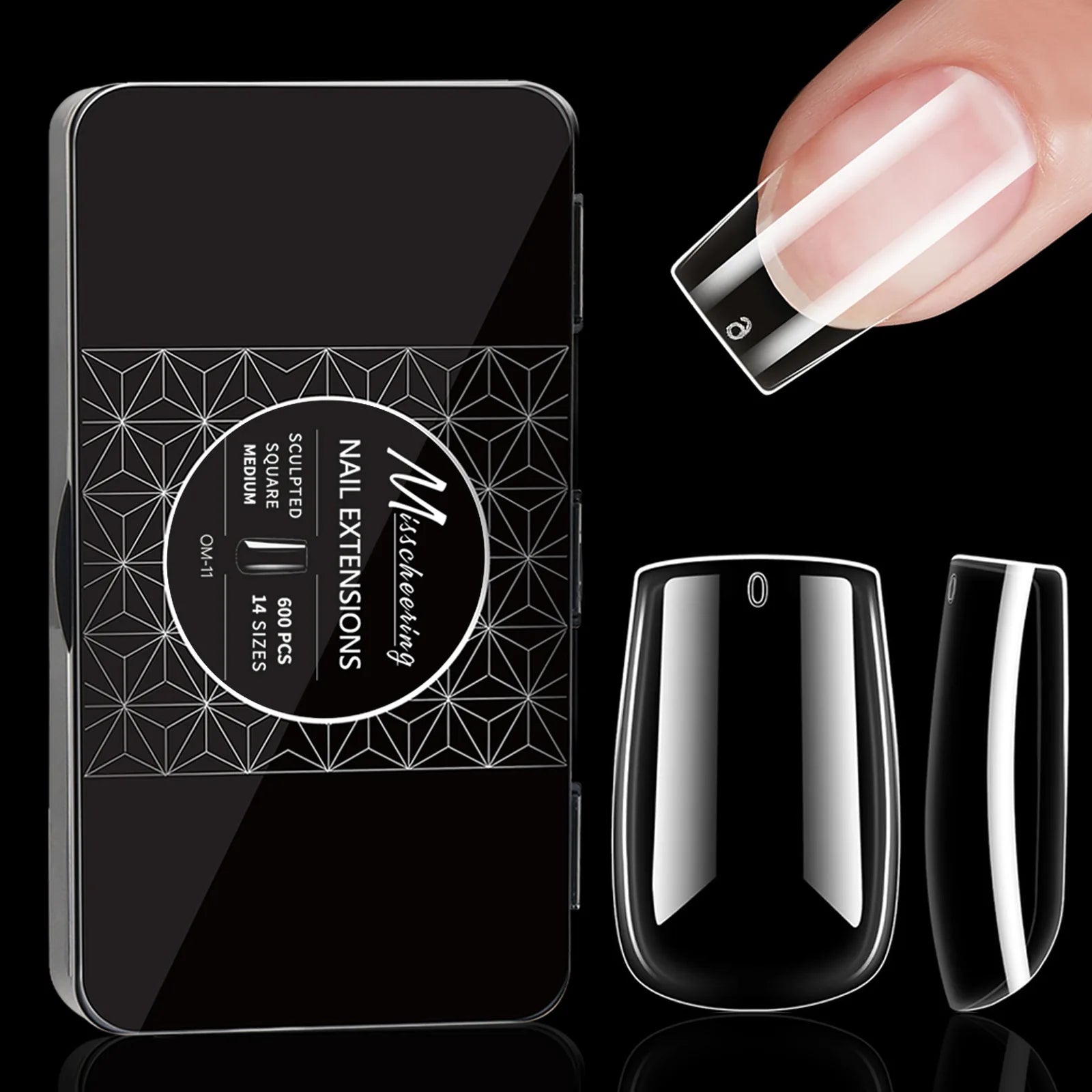 Boxed Transparent Fake Nails Mulit-Shaped Size Almond Coffin Press On Acrylic Nails For Manicure Art Extension Decoration