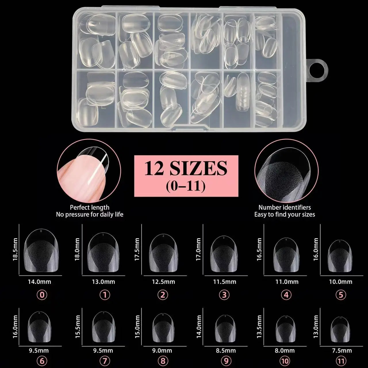 120 Short Almond-Shaped Oval Fake Nail Cutting Kit, Expandable and Complete Covering Nail Glue, French Ballet Shoe Style, Presse