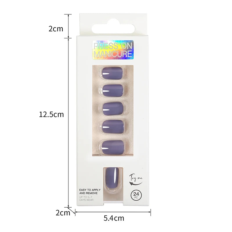 VITAGWX 24 Pcs False Nails Set Solid Color Press on Nails Short Artificial Reusable Nails Art Full Cover Stick on Nail Tips