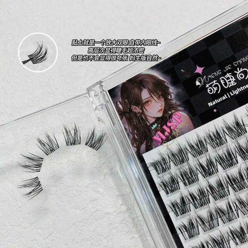 100 Clusters False Eyelashes Fluffy Cat Ear Effect Lashes Individual Cluster Segmented Natural Thick Long Enlarge Eyes
