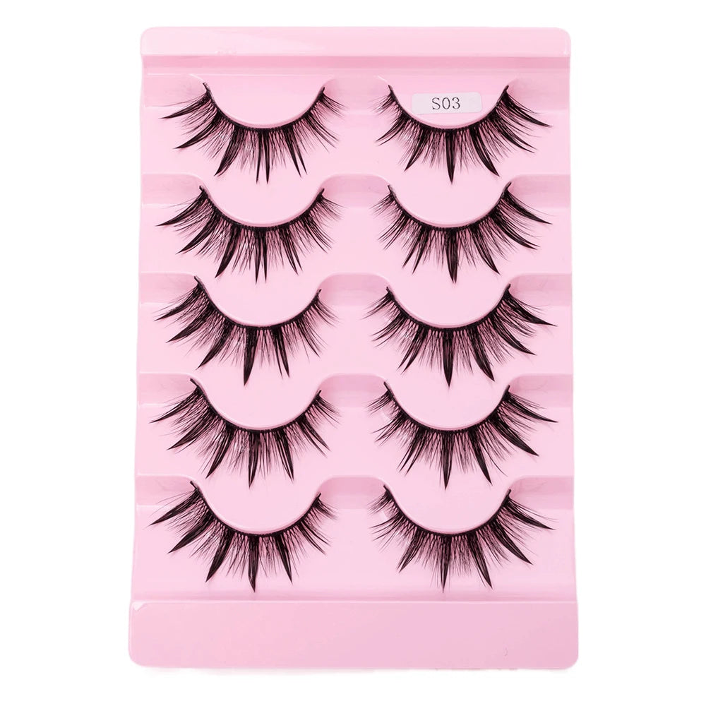5Pairs Eyelashes Cos Dance Performance Eyelash Handmade Cross Eyelash Female Japanese Thai 3D Natural Manga Lashes Extension