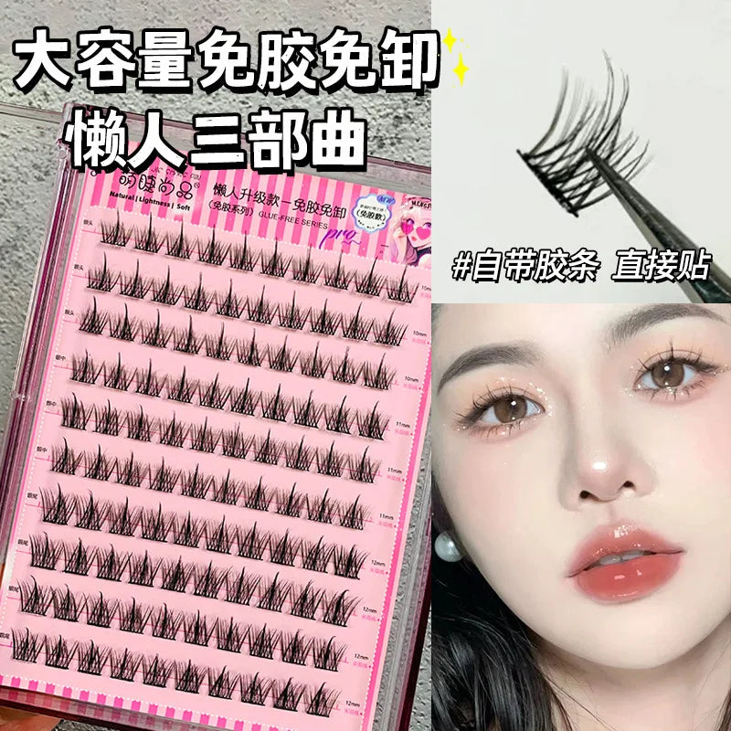 Voluminous Glue-free Self-adhesive False Eyelashes 5D Fluffy Thick Natural Curling Lash Easy Application Anime Eye