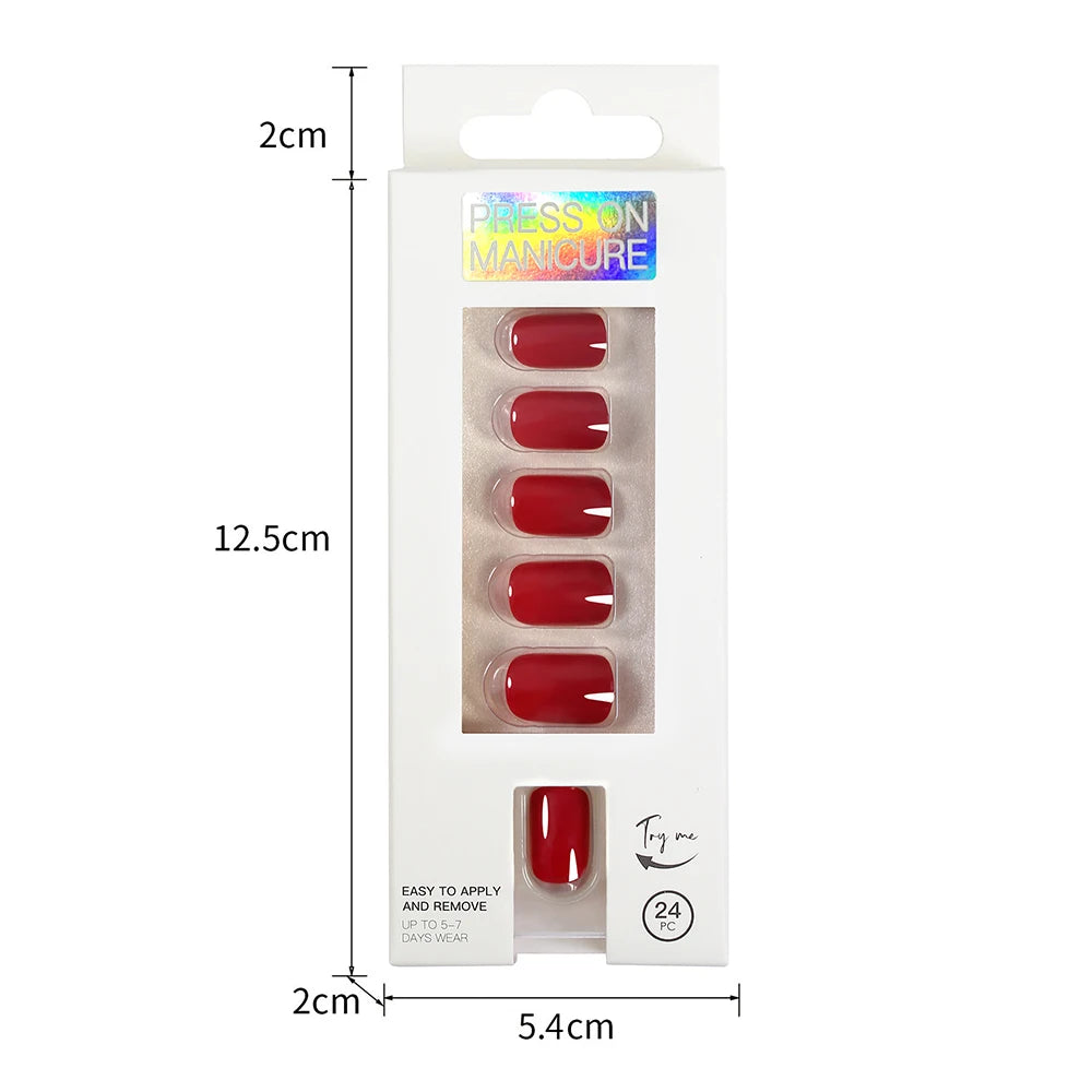 VITAGWX 24 Pcs False Nails Set Solid Color Press on Nails Short Artificial Reusable Nails Art Full Cover Stick on Nail Tips