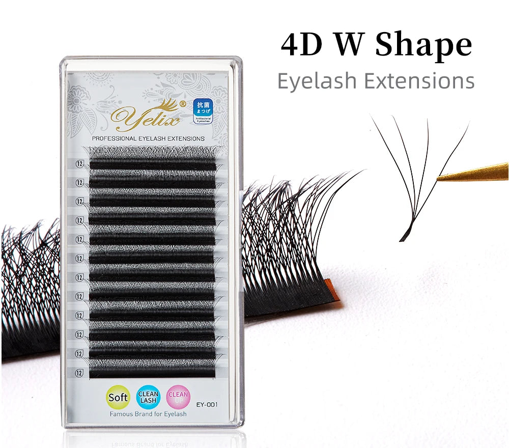 Yelix Cilios 5D W Shape Eyelash Extensions 4D/6D Premade Volume Fans Natural Soft Automatic Flowering Lash Makeup Supplies