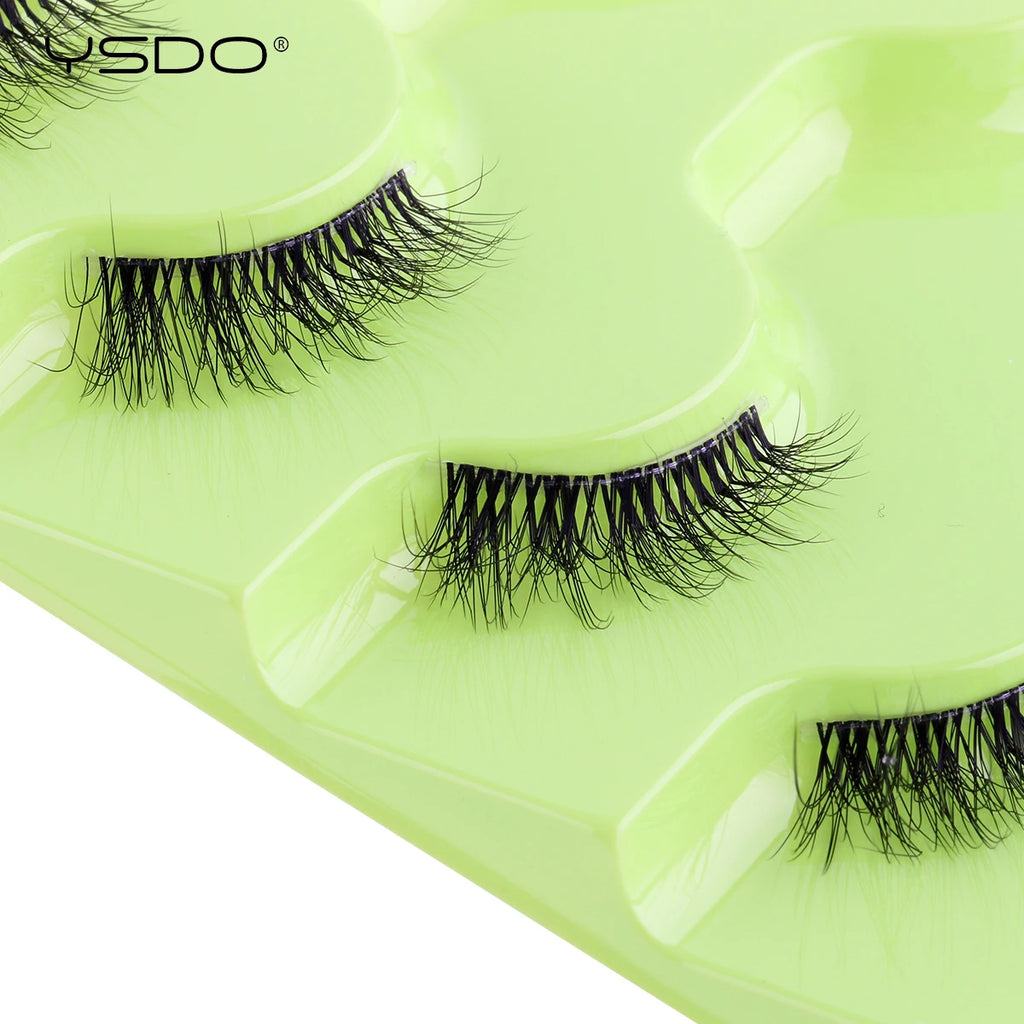 YSDO Natural Mink Eyelashes 3/6/10 Pairs Wispy Faux 3D Mink Lashes Short Fluffy Half False Eyelash Makeup Tools Cat Eye Lashes