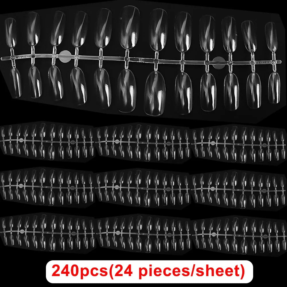 240pcs Ultra-thin Fake Nail Tips Extension Fully Transparent Artificial Press on Long Ballerinas Nails Art Tools False Nail Tips