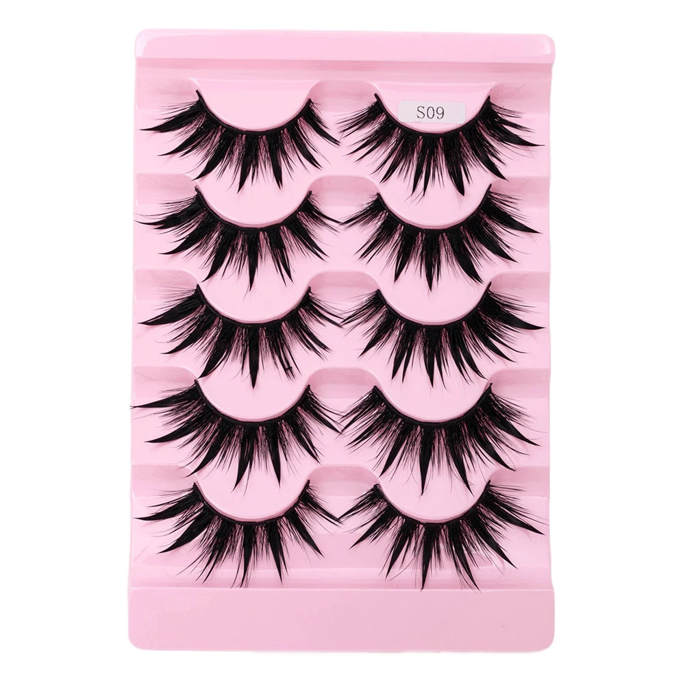 5Pairs Eyelashes Cos Dance Performance Eyelash Handmade Cross Eyelash Female Japanese Thai 3D Natural Manga Lashes Extension