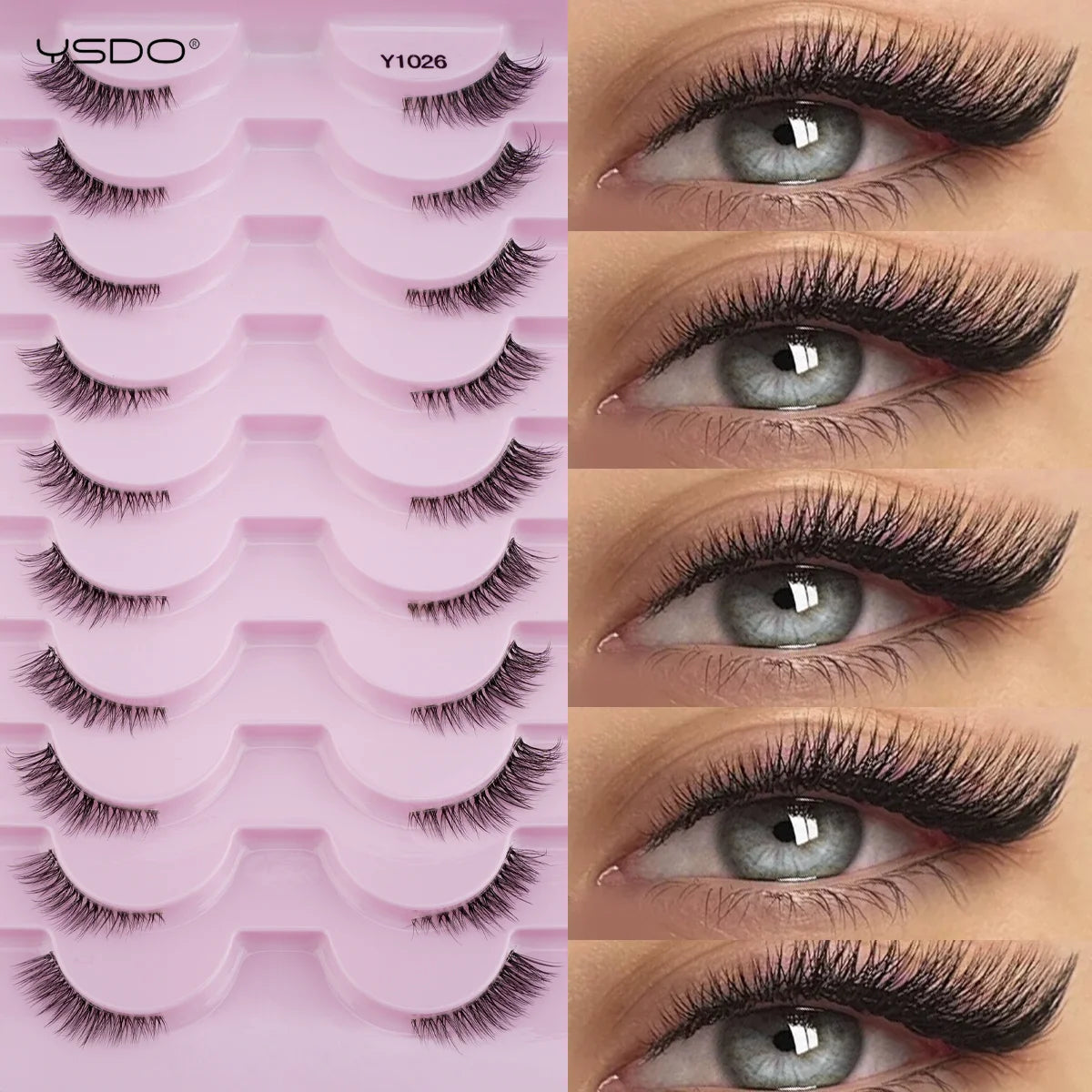 YSDO 3/10 Pairs Fox Eyelashes 3D Mink Natural Soft False Lashes Fluffy Soft eyelashes cat eye Extension Makeup Half Eyelashes