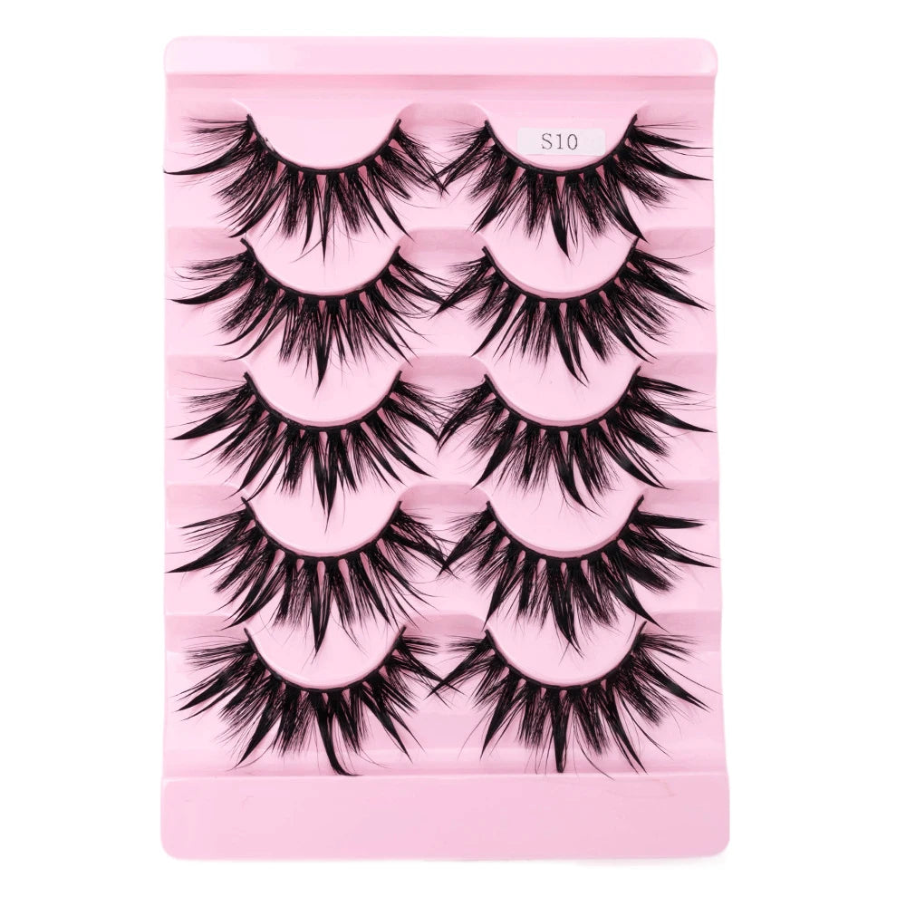 5Pairs Eyelashes Cos Dance Performance Eyelash Handmade Cross Eyelash Female Japanese Thai 3D Natural Manga Lashes Extension
