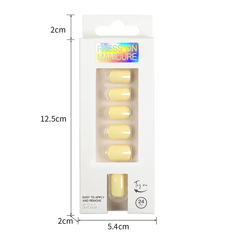 VITAGWX 24 Pcs False Nails Set Solid Color Press on Nails Short Artificial Reusable Nails Art Full Cover Stick on Nail Tips
