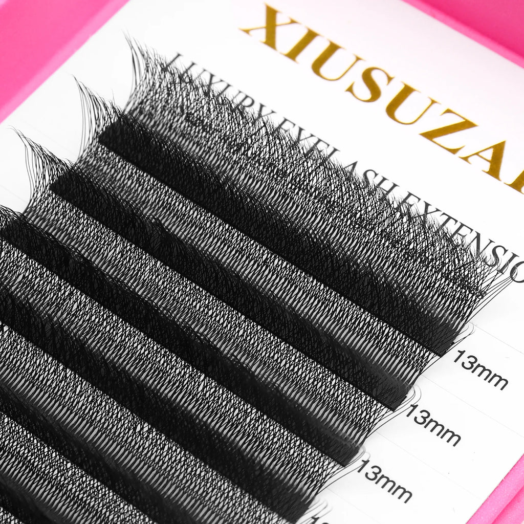 XIUSUZAKI 5D W Lashes Black Brown Premade Fans Eyelashes Extensions Natural Soft Individual Volume False Lashes Makeup Tools
