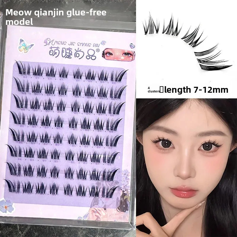 Voluminous Glue-free Self-adhesive False Eyelashes 5D Fluffy Thick Natural Curling Lash Easy Application Anime Eye